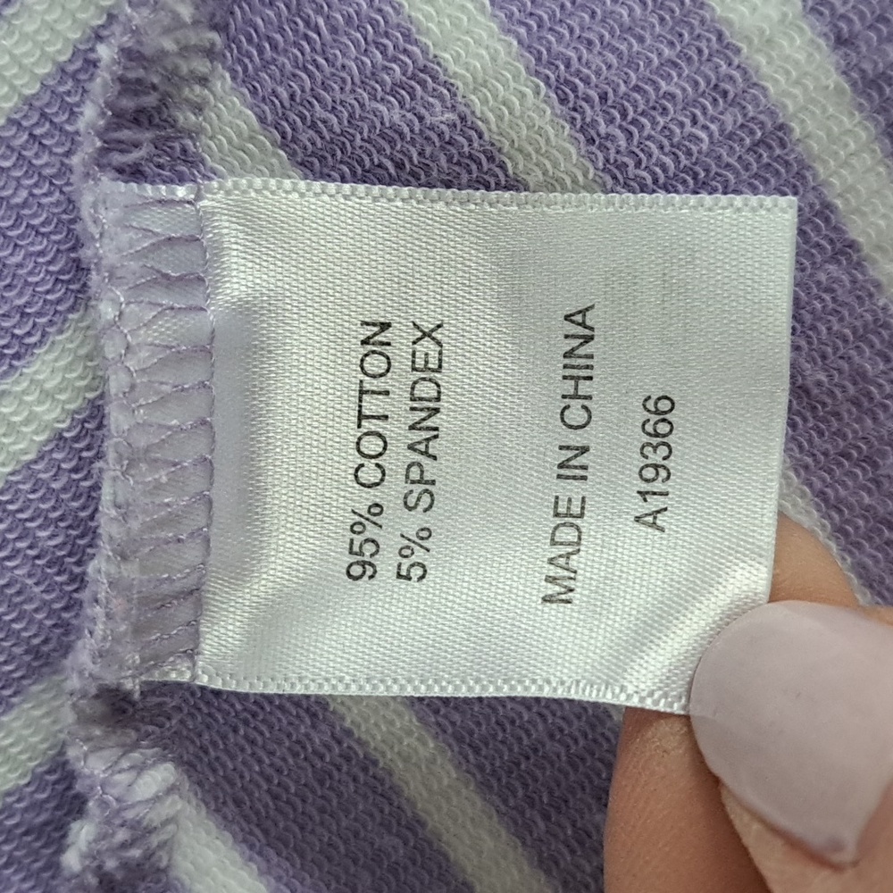 Appleseeds Petite Small Zip Lightweight Jacket Athletic Lavender Striped Cotton - Picture 5 of 10